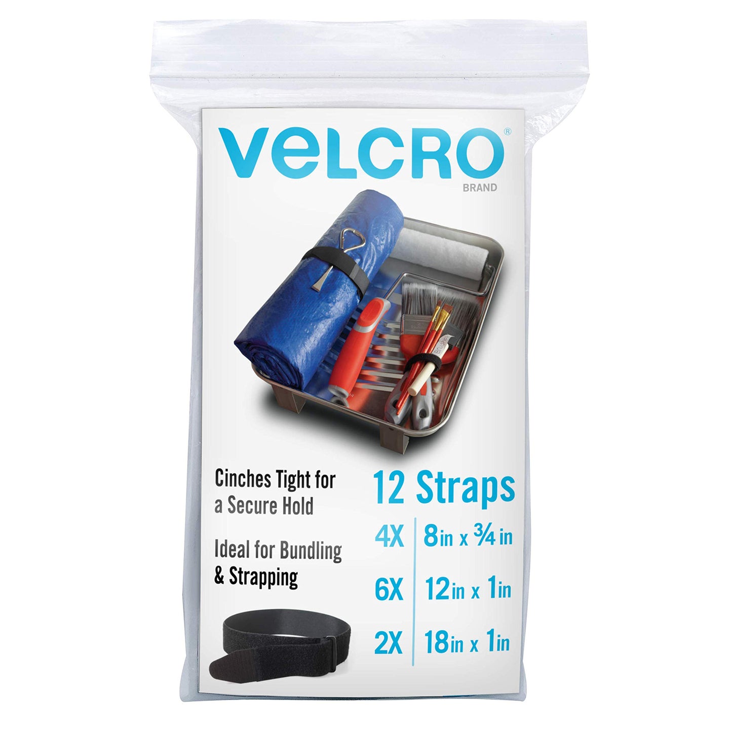 Assorted All Purpose Cinch Straps with Buckle, 12 Piece Set
